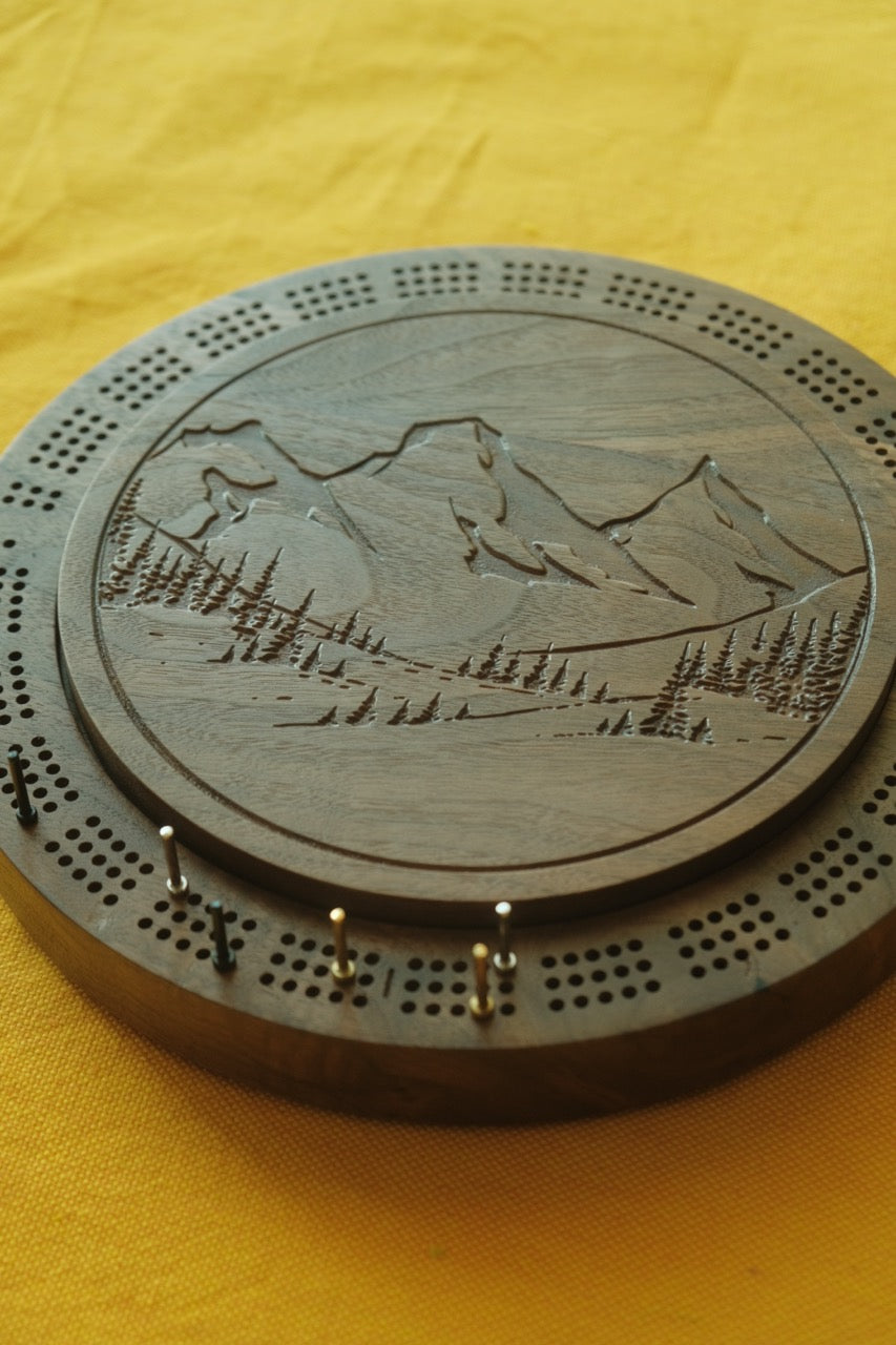Three Sisters Mountain Cribbage Board