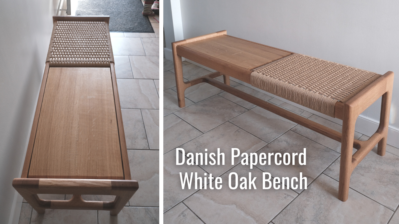 Load video: Mid Century Modern Danish Papercord Bench